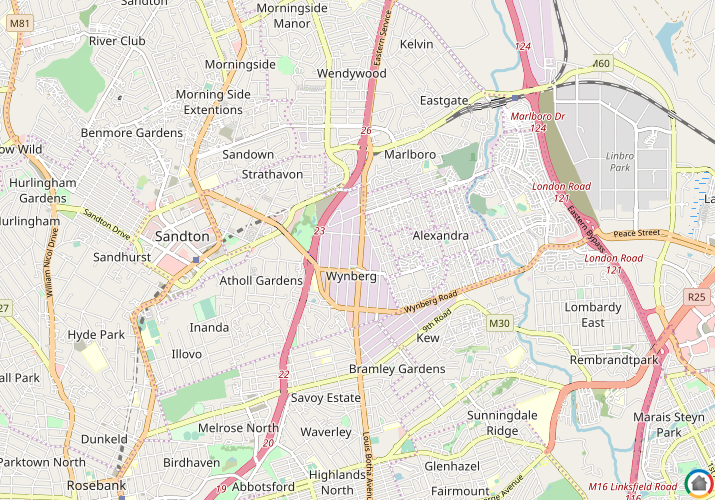 Map location of Wynberg - JHB